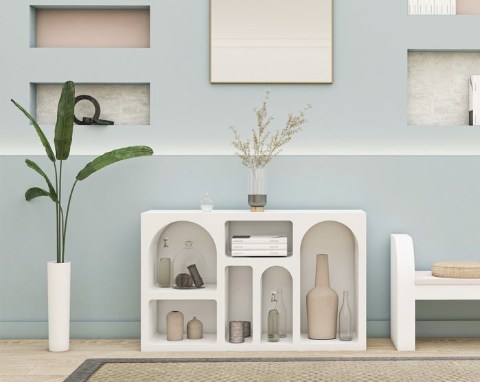 Hanah Home Consola Blanca Liva 120 - Mueble de Entrada o Salón Moderno, 120x74x37 cm